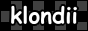 A site button with text reading: Klondii. The background is a dark, sliding checkerboard pattern.